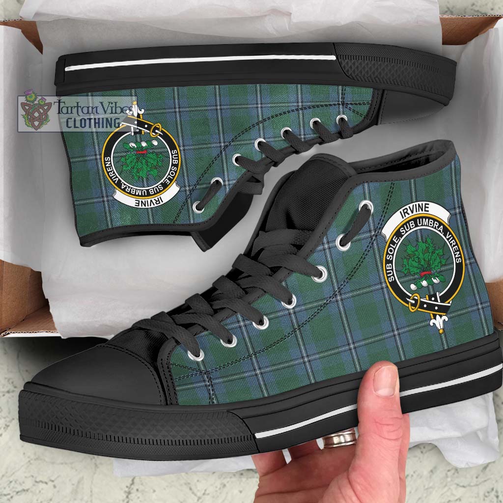 Tartan Vibes Clothing Irvine of Drum Tartan High Top Shoes with Family Crest