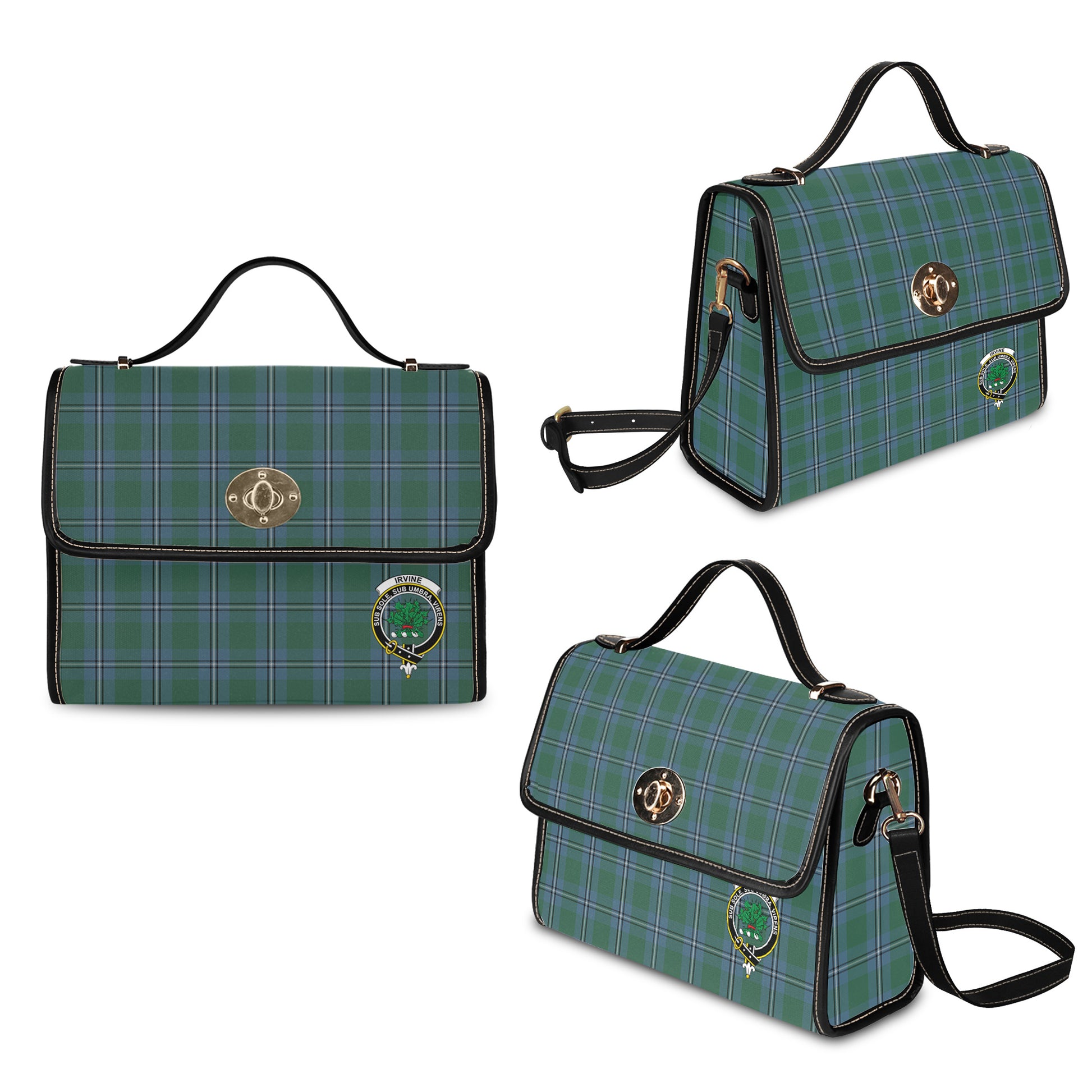 irvine-of-drum-tartan-leather-strap-waterproof-canvas-bag-with-family-crest