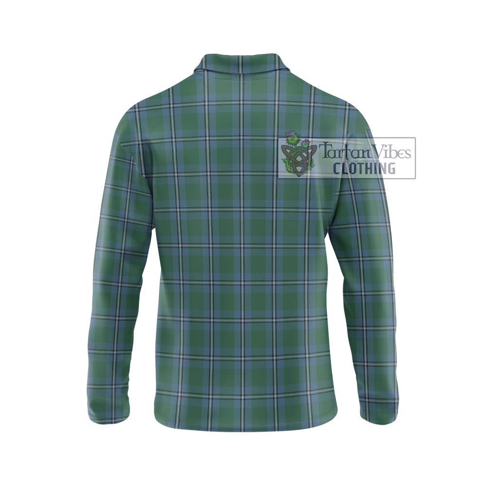 Irvine of Drum Tartan Long Sleeve Polo Shirt with Family Crest DNA In Me Style - Tartanvibesclothing Shop