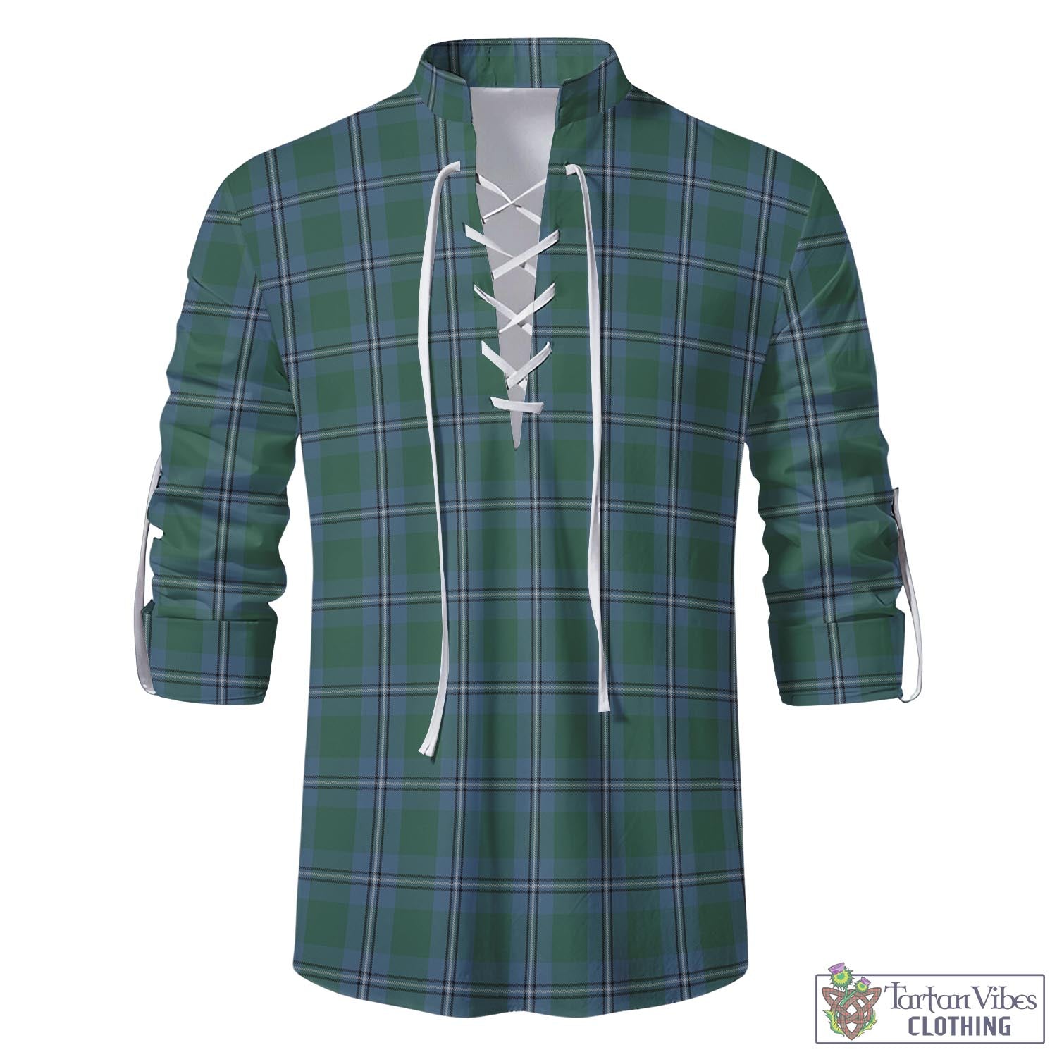 Tartan Vibes Clothing Irvine of Drum Tartan Men's Scottish Traditional Jacobite Ghillie Kilt Shirt