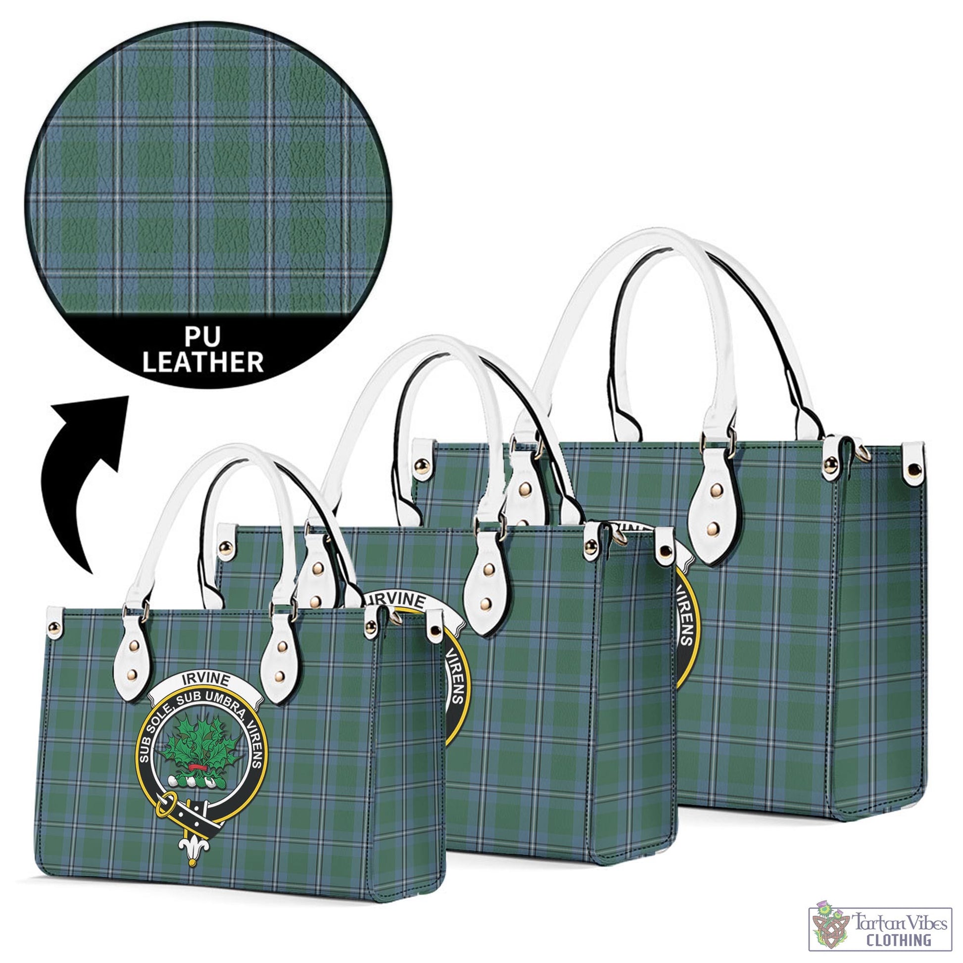 Tartan Vibes Clothing Irvine of Drum Tartan Luxury Leather Handbags with Family Crest