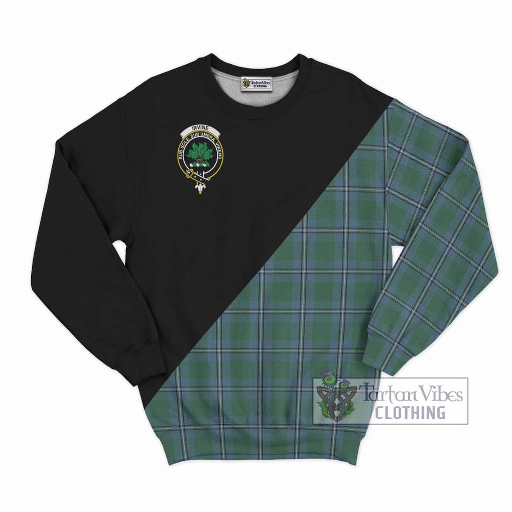 Irvine of Drum Tartan Sweatshirt with Family Crest and Military Logo Style - Tartanvibesclothing Shop