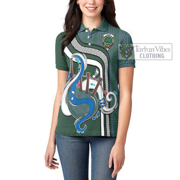 Irvine of Drum Tartan Women's Polo Shirt with Epic Bagpipe Style