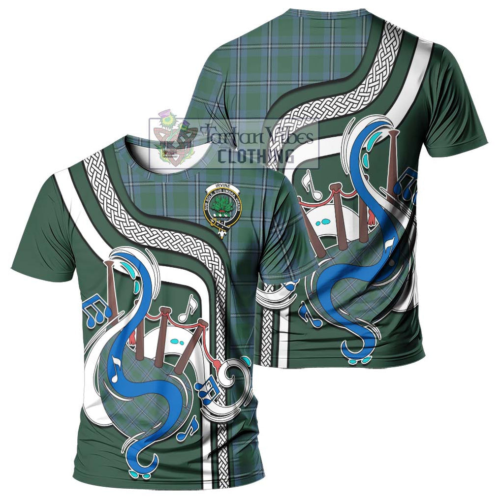 Irvine of Drum Tartan T-Shirt with Epic Bagpipe Style - Tartanvibesclothing Shop