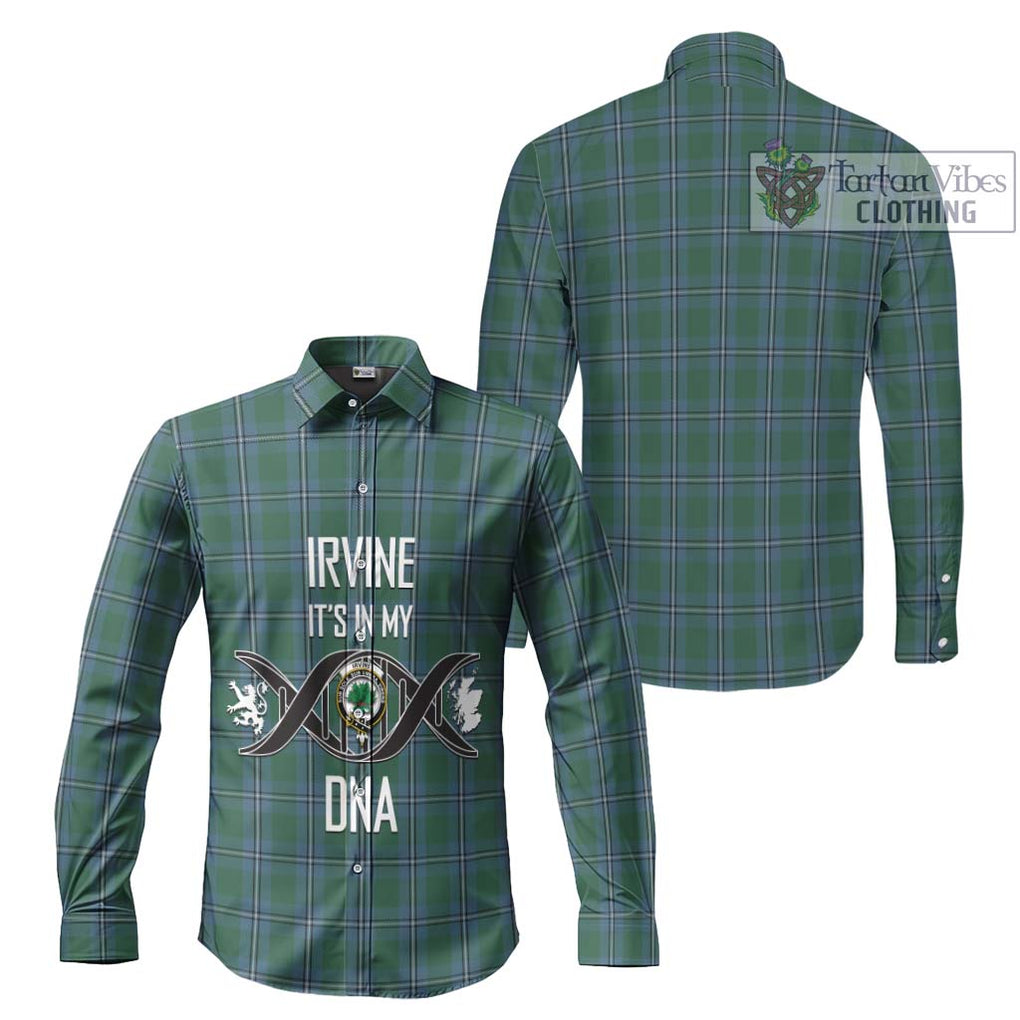 Irvine of Drum Tartan Long Sleeve Button Shirt with Family Crest DNA In Me Style Men's Shirt - Tartanvibesclothing Shop