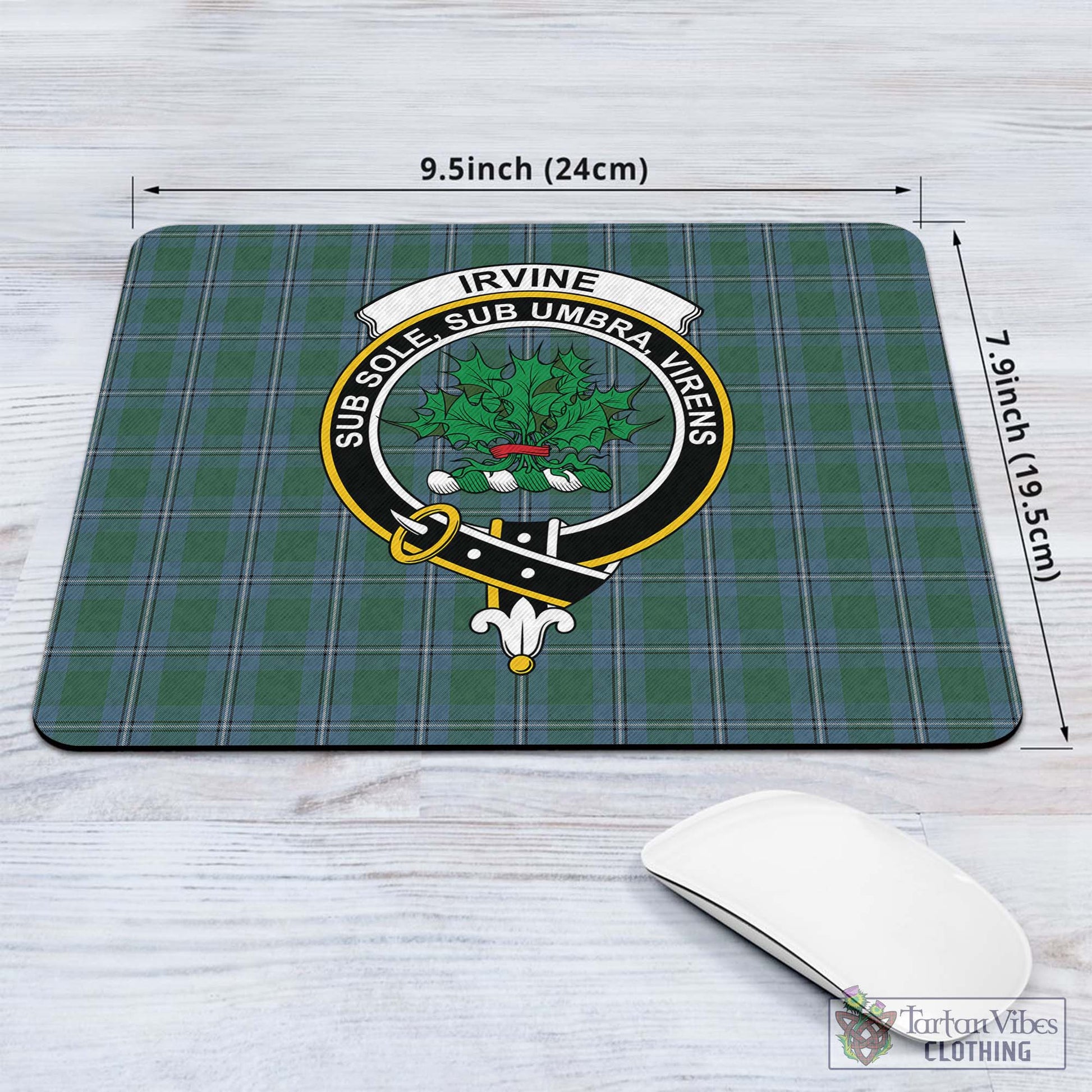 Tartan Vibes Clothing Irvine of Drum Tartan Mouse Pad with Family Crest