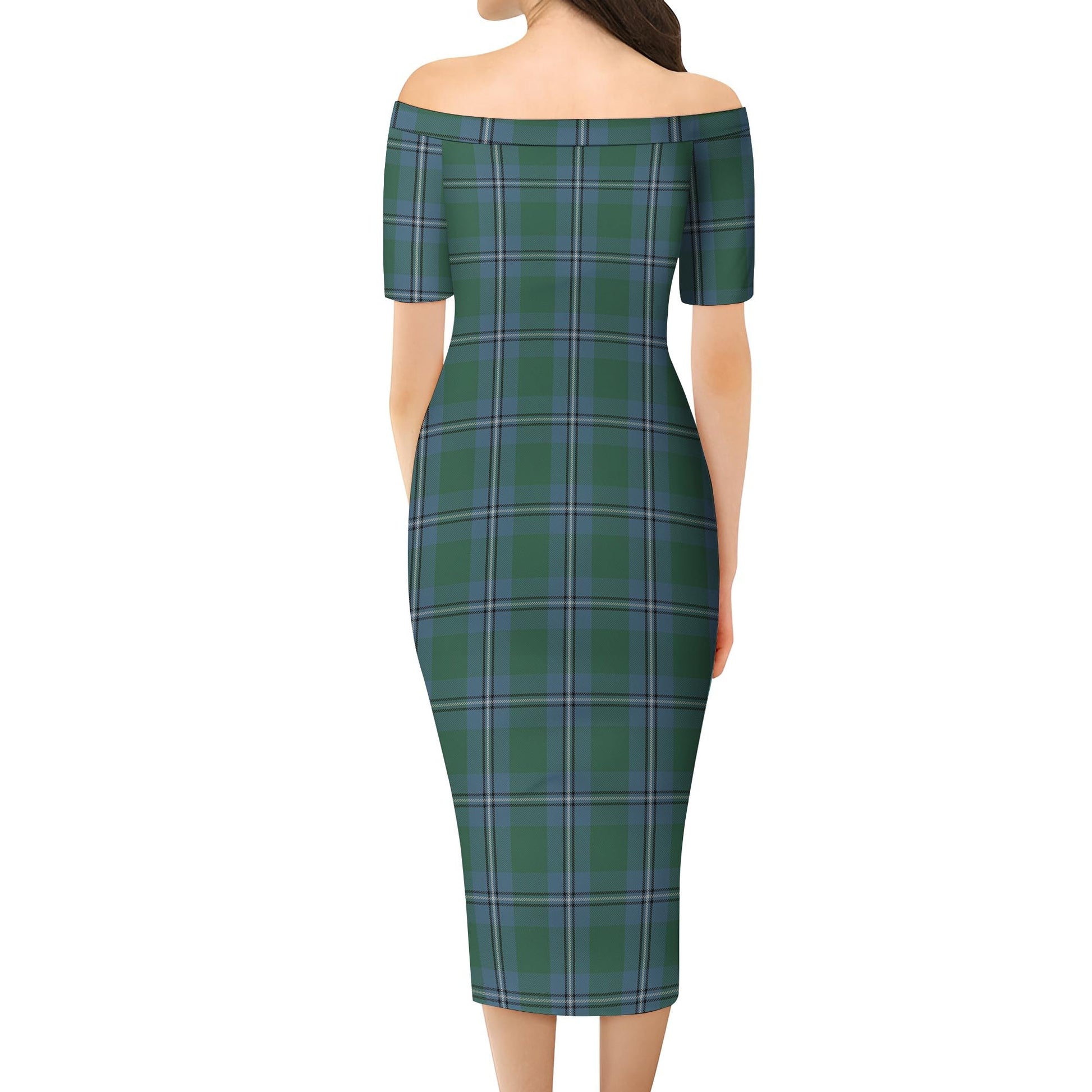 Irvine of Drum Tartan Off Shoulder Lady Dress - Tartanvibesclothing