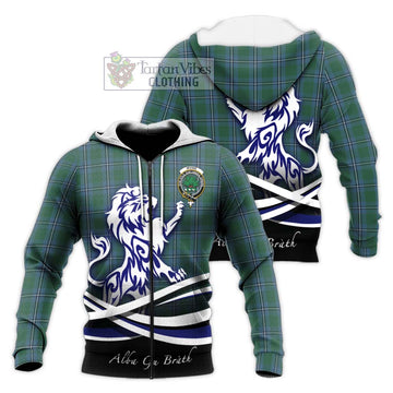 Irvine of Drum Tartan Knitted Hoodie with Alba Gu Brath Regal Lion Emblem