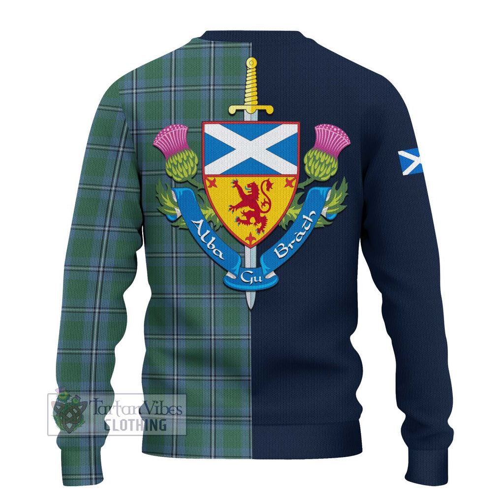 Tartan Vibes Clothing Irvine of Drum Tartan Knitted Sweater with Scottish Lion Royal Arm Half Style