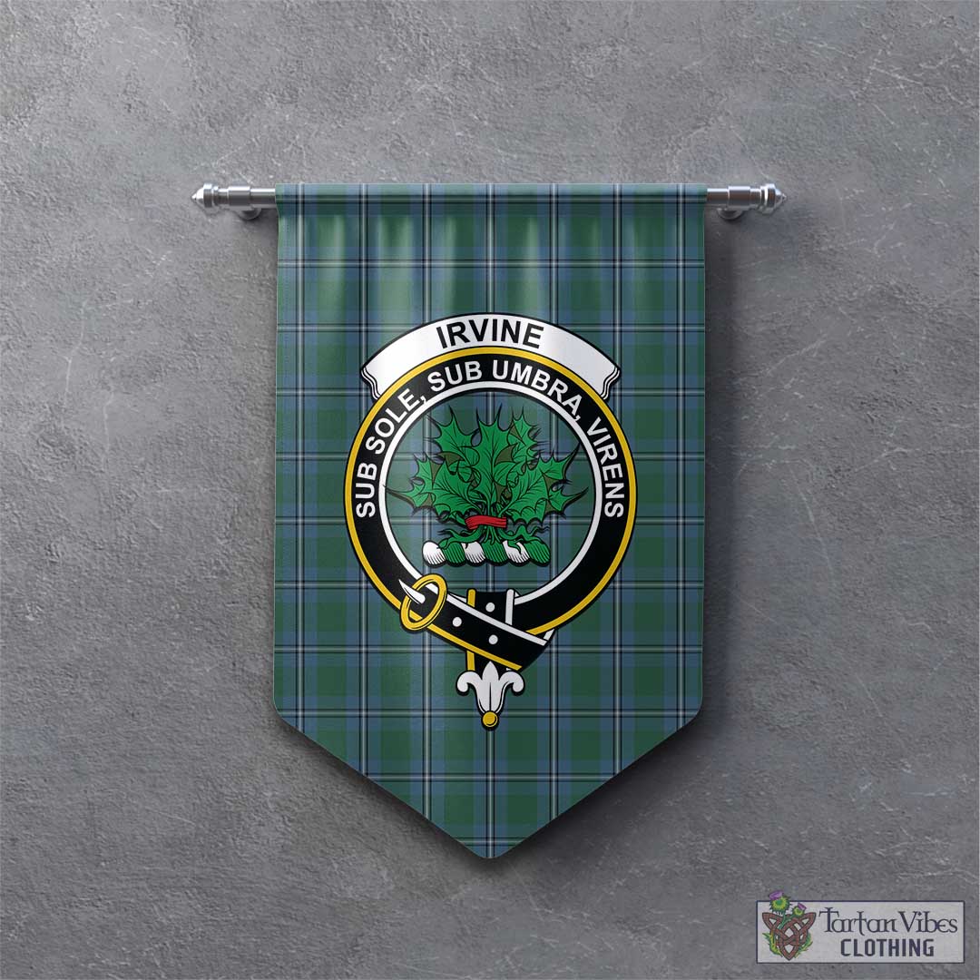 Irvine of Drum Tartan Gonfalon, Tartan Banner with Family Crest