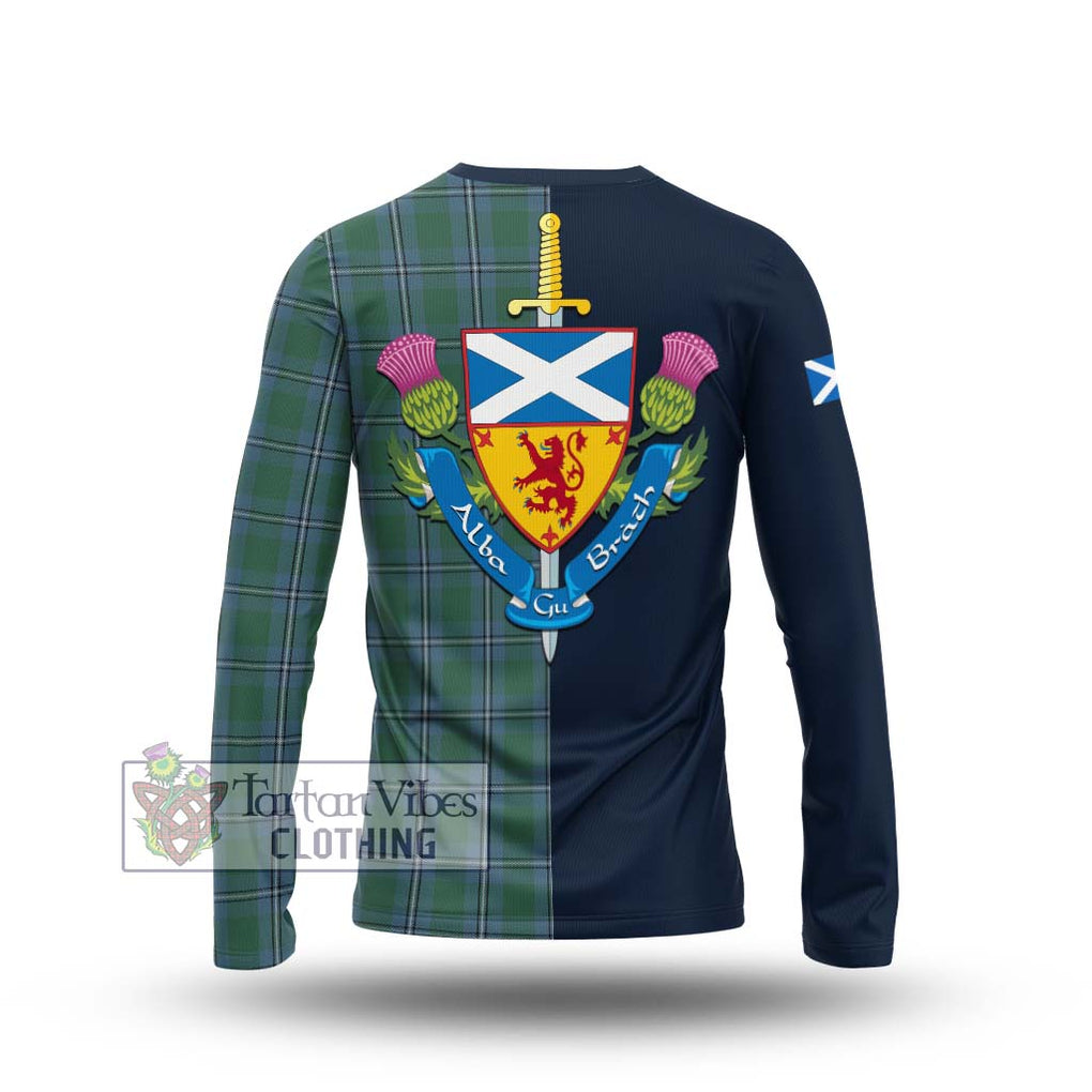 Tartan Vibes Clothing Irvine of Drum Tartan Long Sleeve T-Shirt with Scottish Lion Royal Arm Half Style