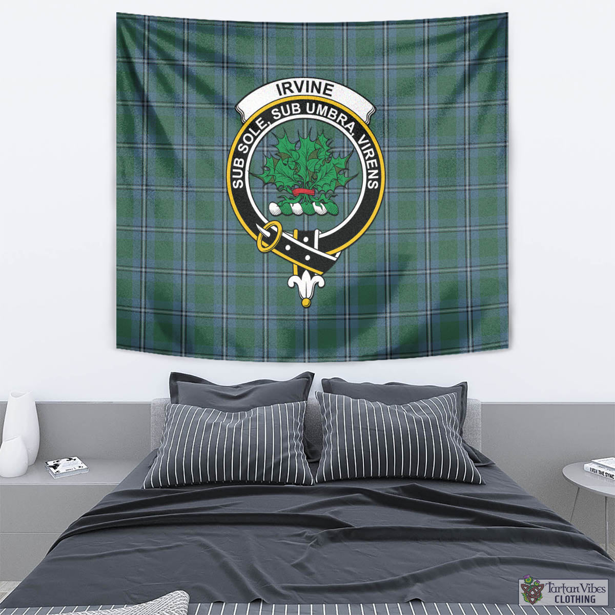 Tartan Vibes Clothing Irvine of Drum Tartan Tapestry Wall Hanging and Home Decor for Room with Family Crest