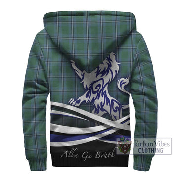 Irvine of Drum Tartan Sherpa Hoodie with Alba Gu Brath Regal Lion Emblem