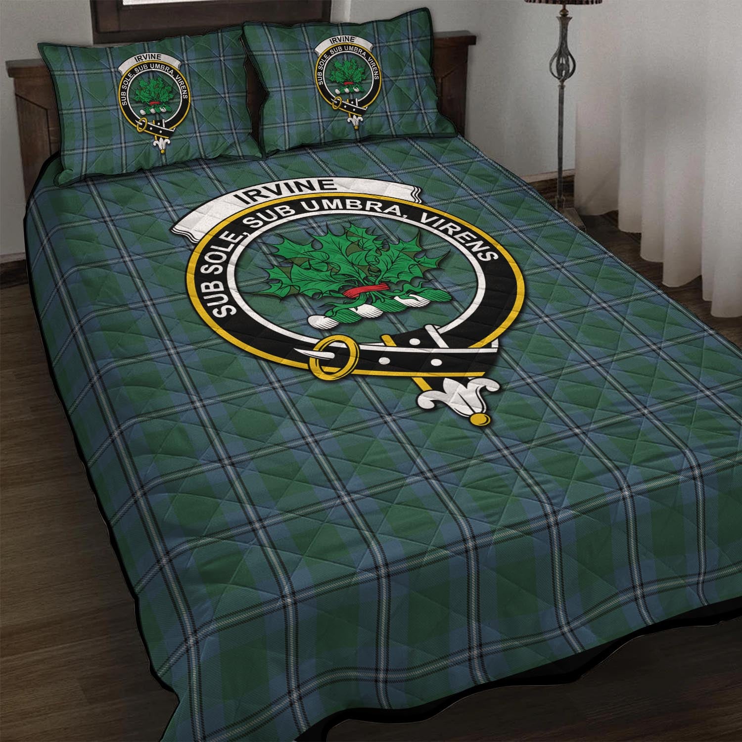 Irvine of Drum Tartan Quilt Bed Set with Family Crest - Tartan Vibes Clothing