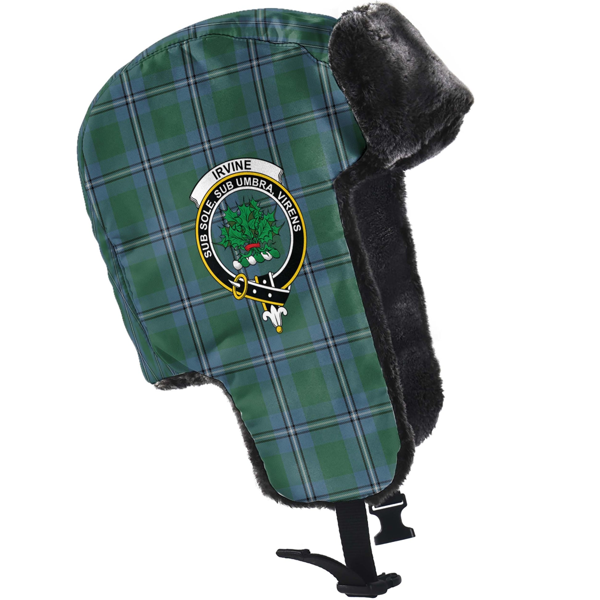 Irvine of Drum Tartan Winter Trapper Hat with Family Crest - Tartanvibesclothing