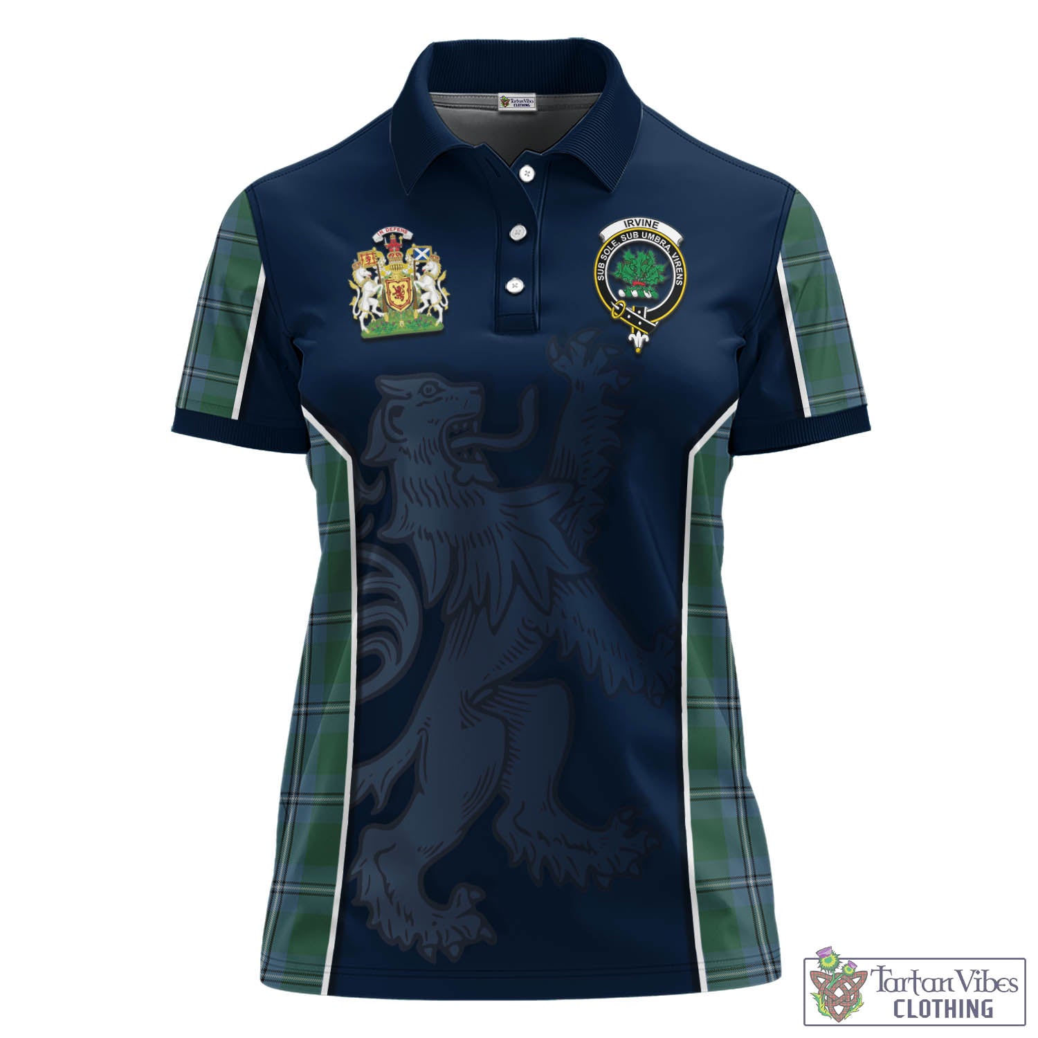 Irvine of Drum Tartan Women's Polo Shirt with Family Crest and Lion Rampant Vibes Sport Style - Tartan Vibes Clothing