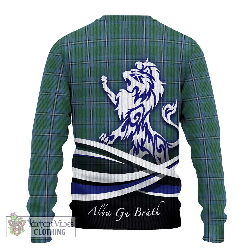 Irvine of Drum Tartan Knitted Sweater with Alba Gu Brath Regal Lion Emblem - Tartanvibesclothing Shop