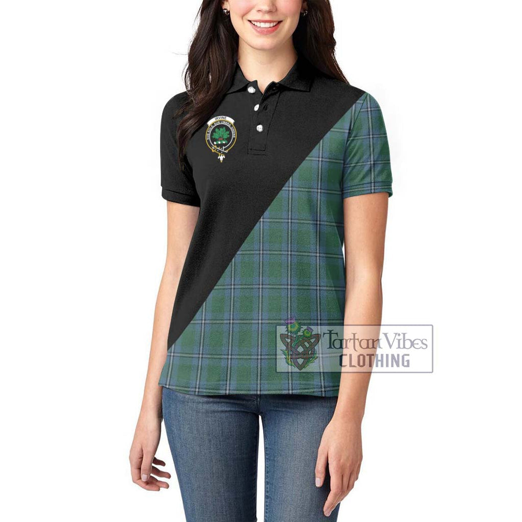 Irvine of Drum Tartan Women's Polo Shirt with Family Crest and Military Logo Style - Tartanvibesclothing Shop