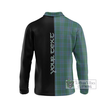 Irvine of Drum Tartan Long Sleeve Polo Shirt with Family Crest and Half Of Me Style