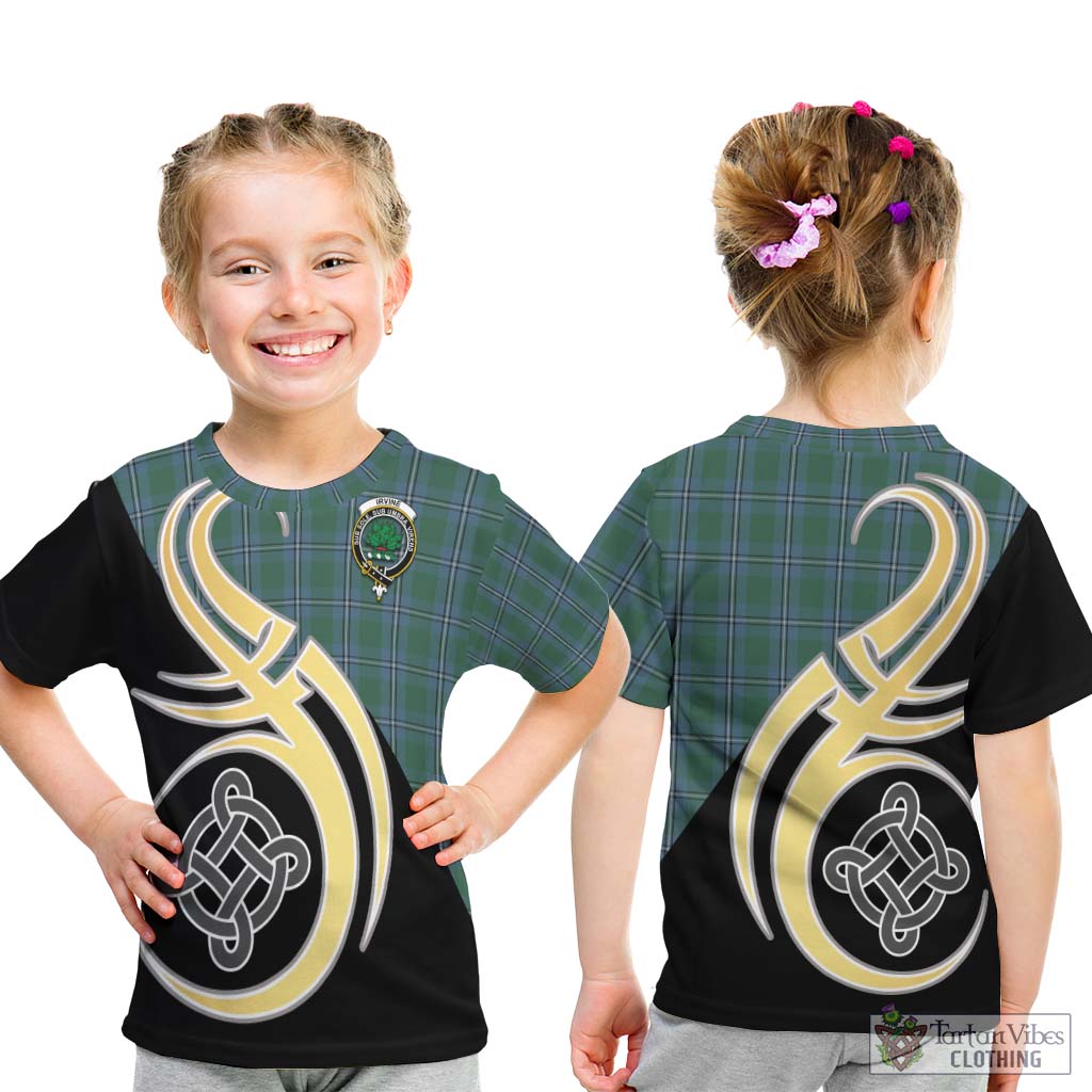 Irvine of Drum Tartan Kid T-Shirt with Family Crest and Celtic Symbol Style - Tartan Vibes Clothing