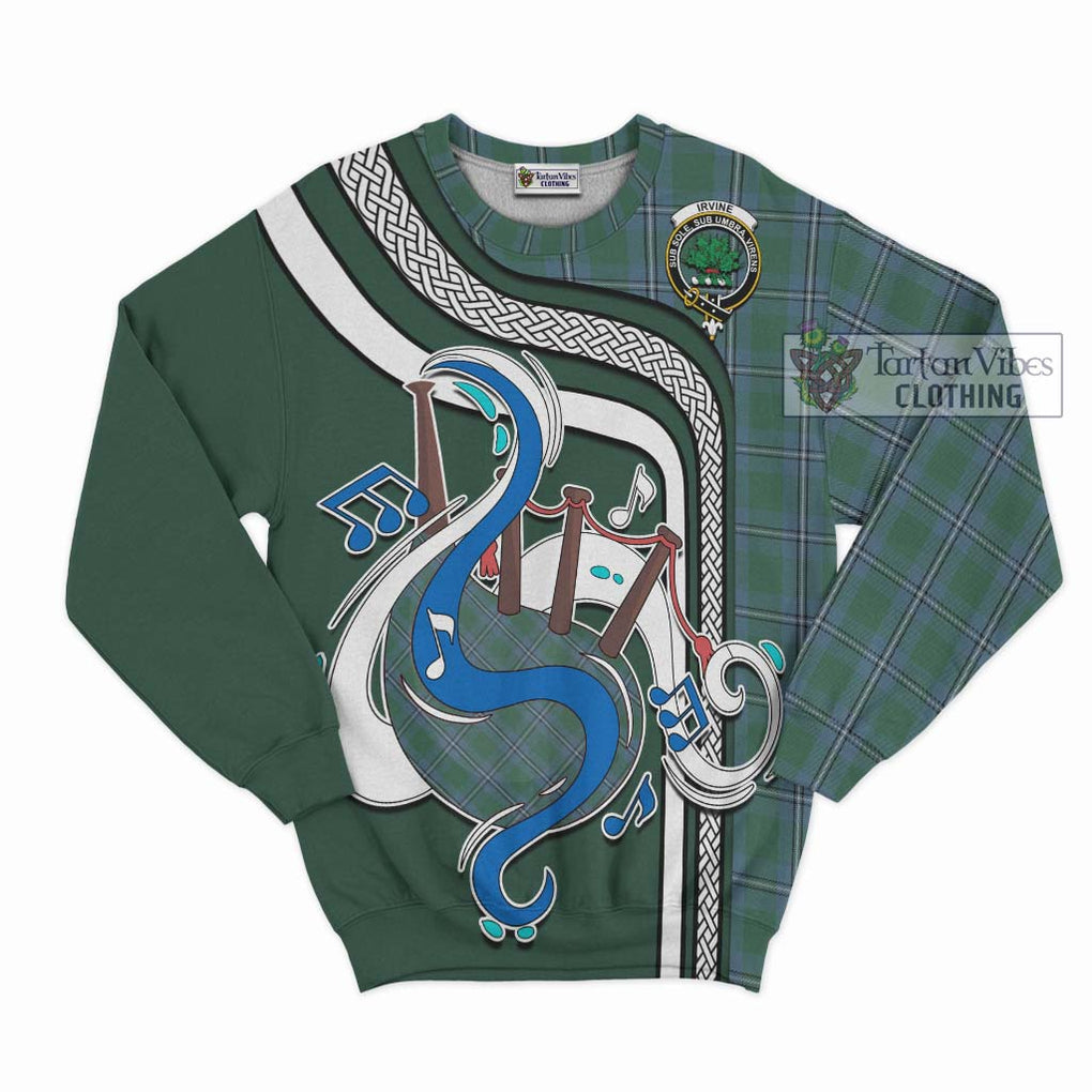 Tartan Vibes Clothing Irvine of Drum Tartan Sweatshirt with Epic Bagpipe Style