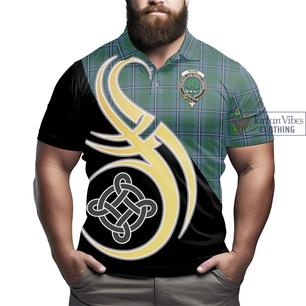 Irvine of Drum Tartan Polo Shirt with Family Crest and Celtic Symbol Style - Tartan Vibes Clothing