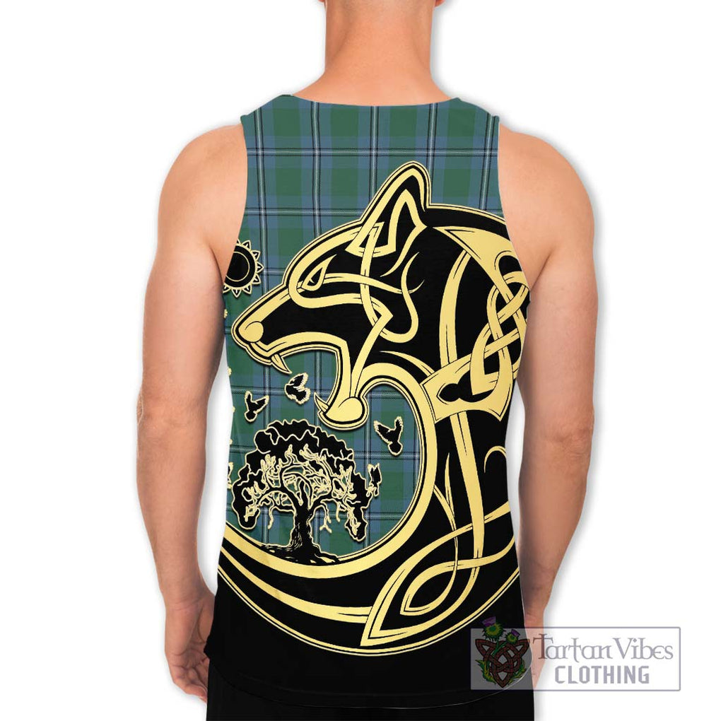 Irvine of Drum Tartan Men's Tank Top with Family Crest Celtic Wolf Style - Tartan Vibes Clothing