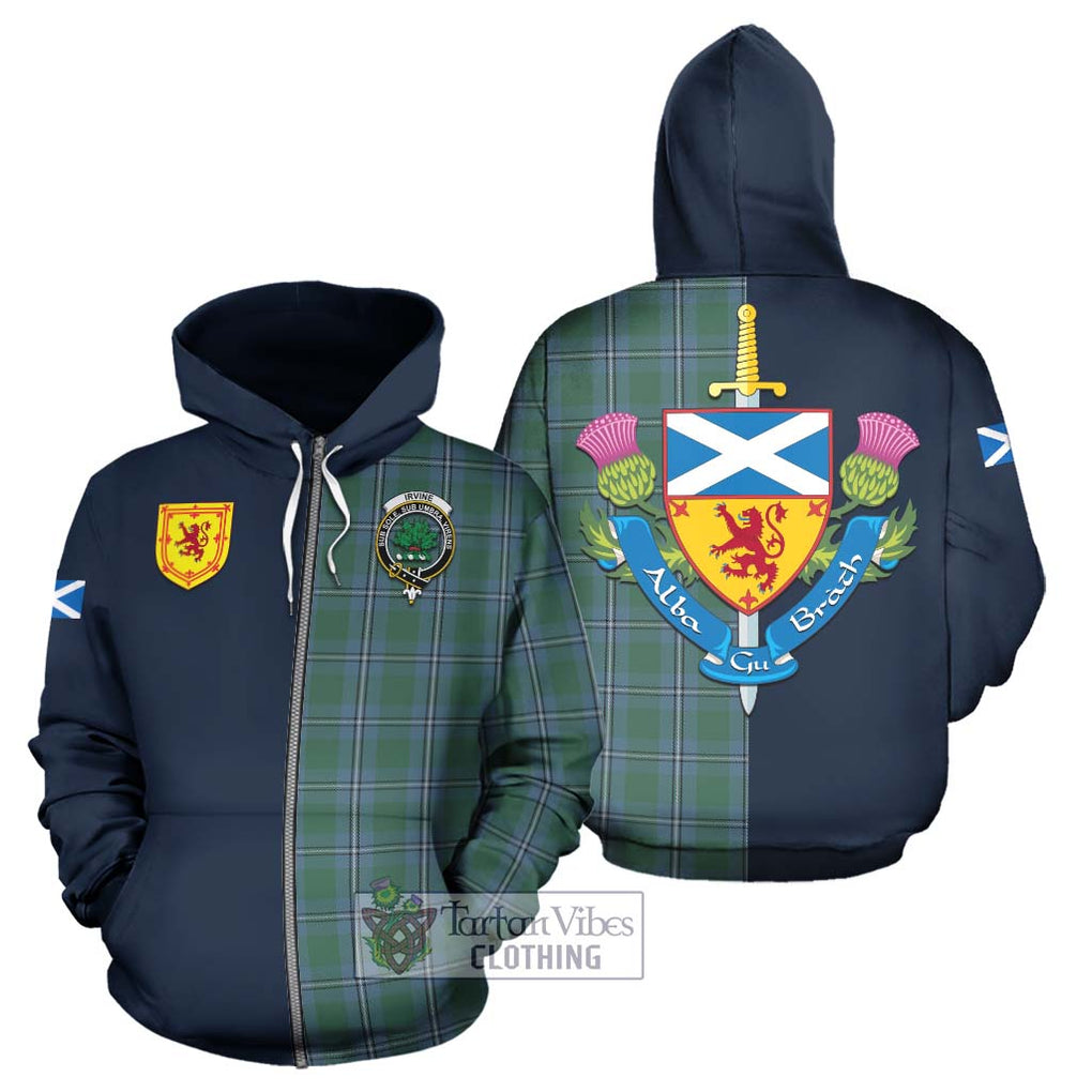 Tartan Vibes Clothing Irvine of Drum Tartan Hoodie with Scottish Lion Royal Arm Half Style