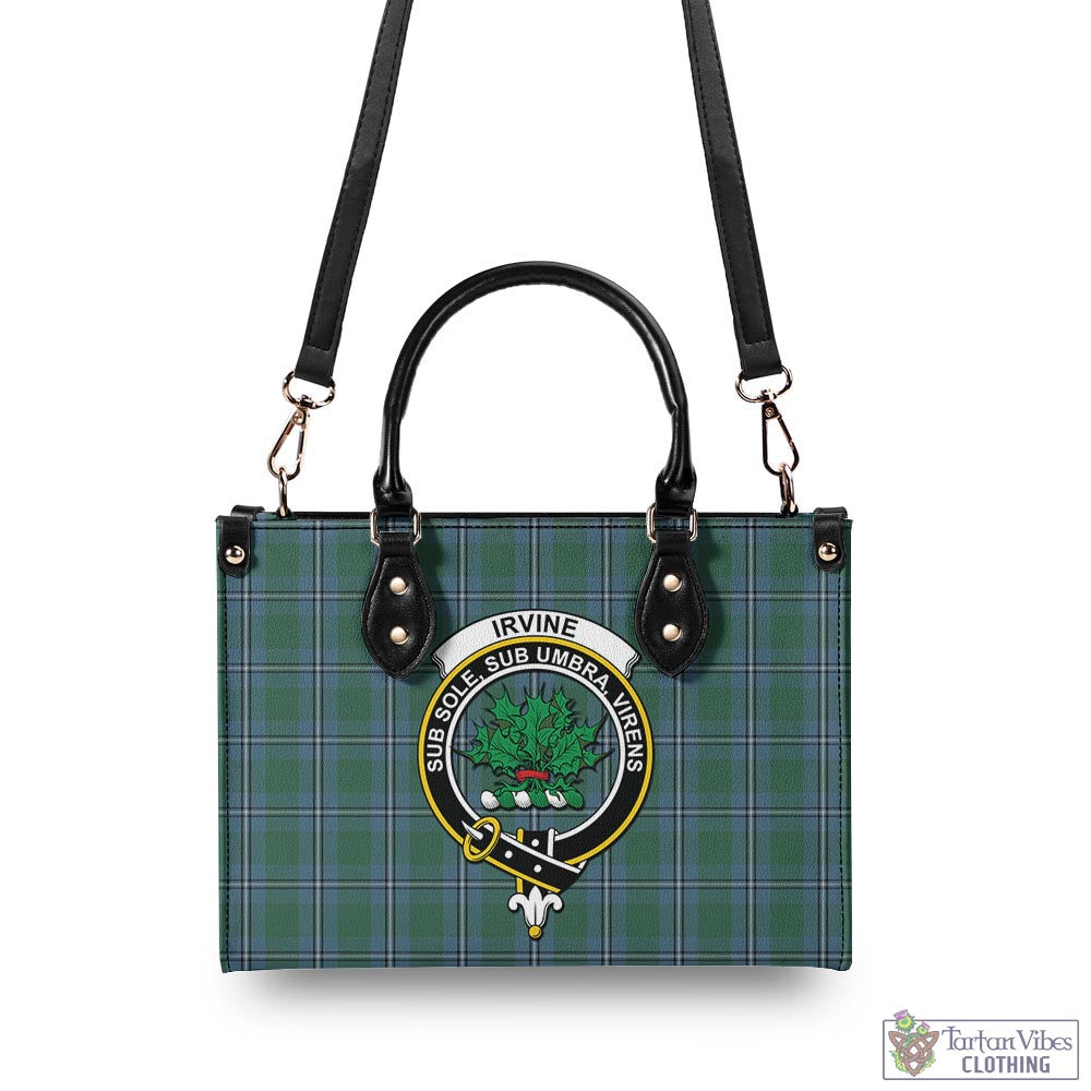 Tartan Vibes Clothing Irvine of Drum Tartan Luxury Leather Handbags with Family Crest