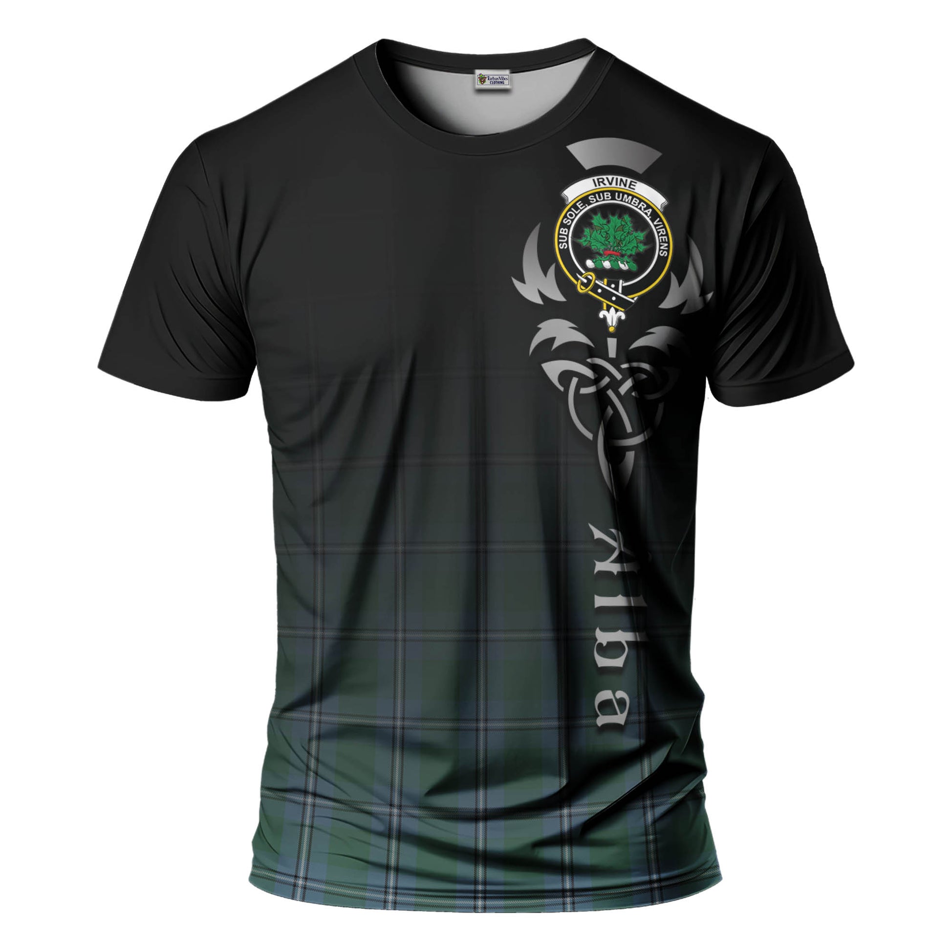 Tartan Vibes Clothing Irvine of Drum Tartan T-Shirt Featuring Alba Gu Brath Family Crest Celtic Inspired