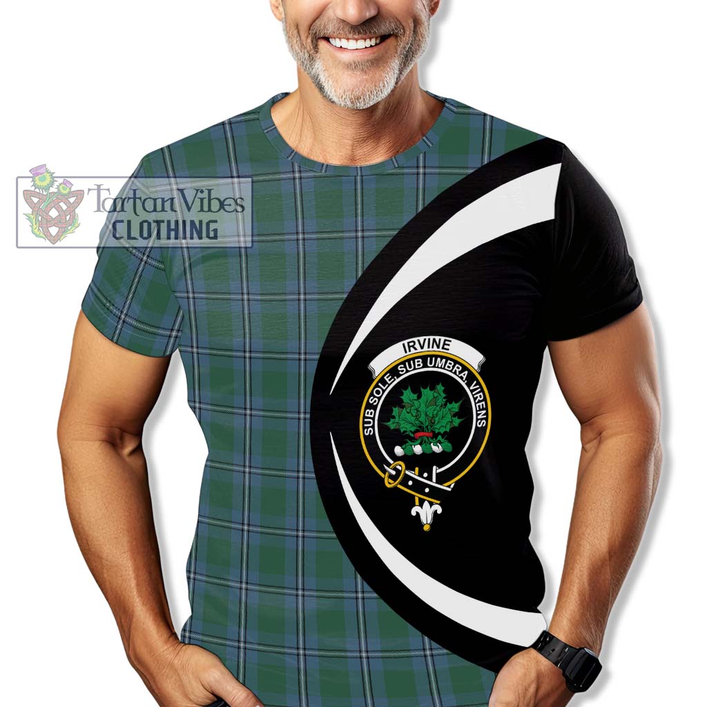 Tartan Vibes Clothing Irvine of Drum Tartan T-Shirt with Family Crest Circle Style