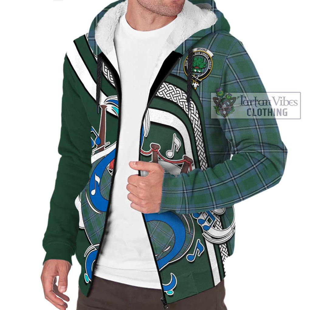 Irvine of Drum Tartan Sherpa Hoodie with Epic Bagpipe Style Unisex - Tartanvibesclothing Shop