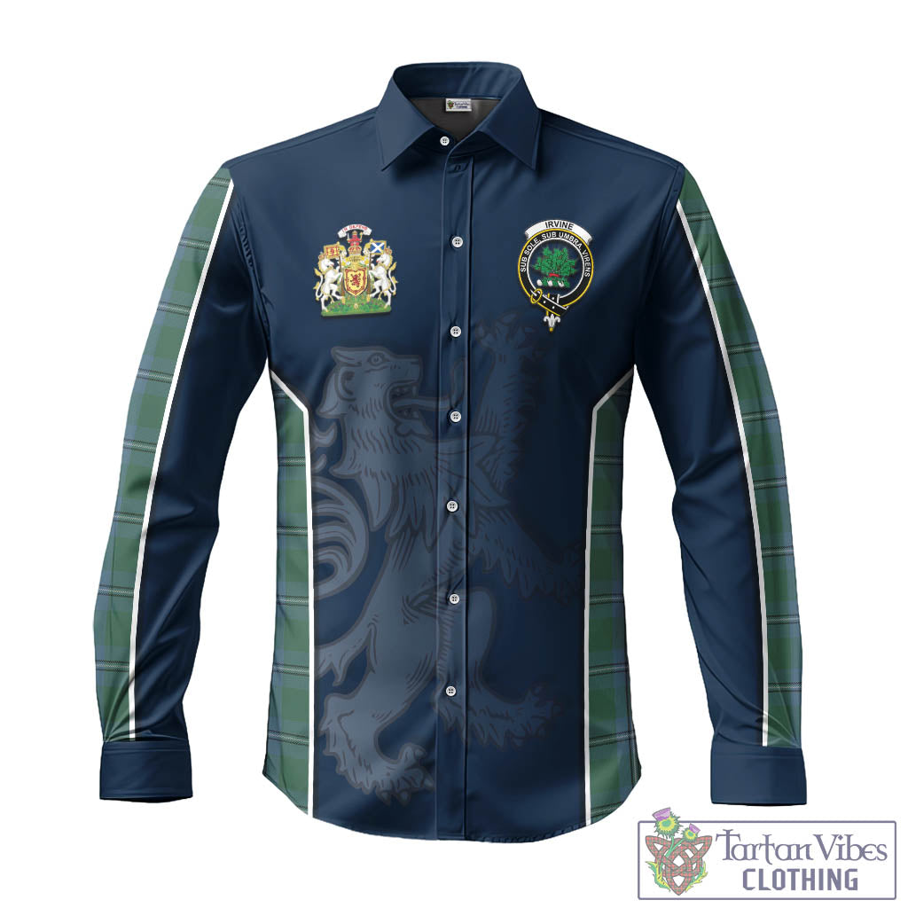 Tartan Vibes Clothing Irvine of Drum Tartan Long Sleeve Button Up Shirt with Family Crest and Lion Rampant Vibes Sport Style