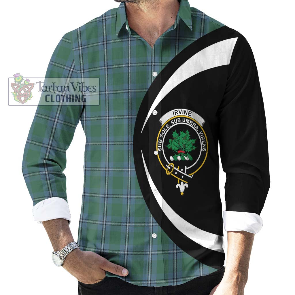 Irvine of Drum Tartan Long Sleeve Button Up with Family Crest Circle Style - Tartan Vibes Clothing