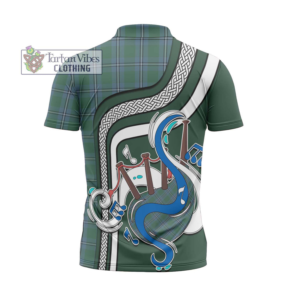 Irvine of Drum Tartan Zipper Polo Shirt with Epic Bagpipe Style - Tartanvibesclothing Shop