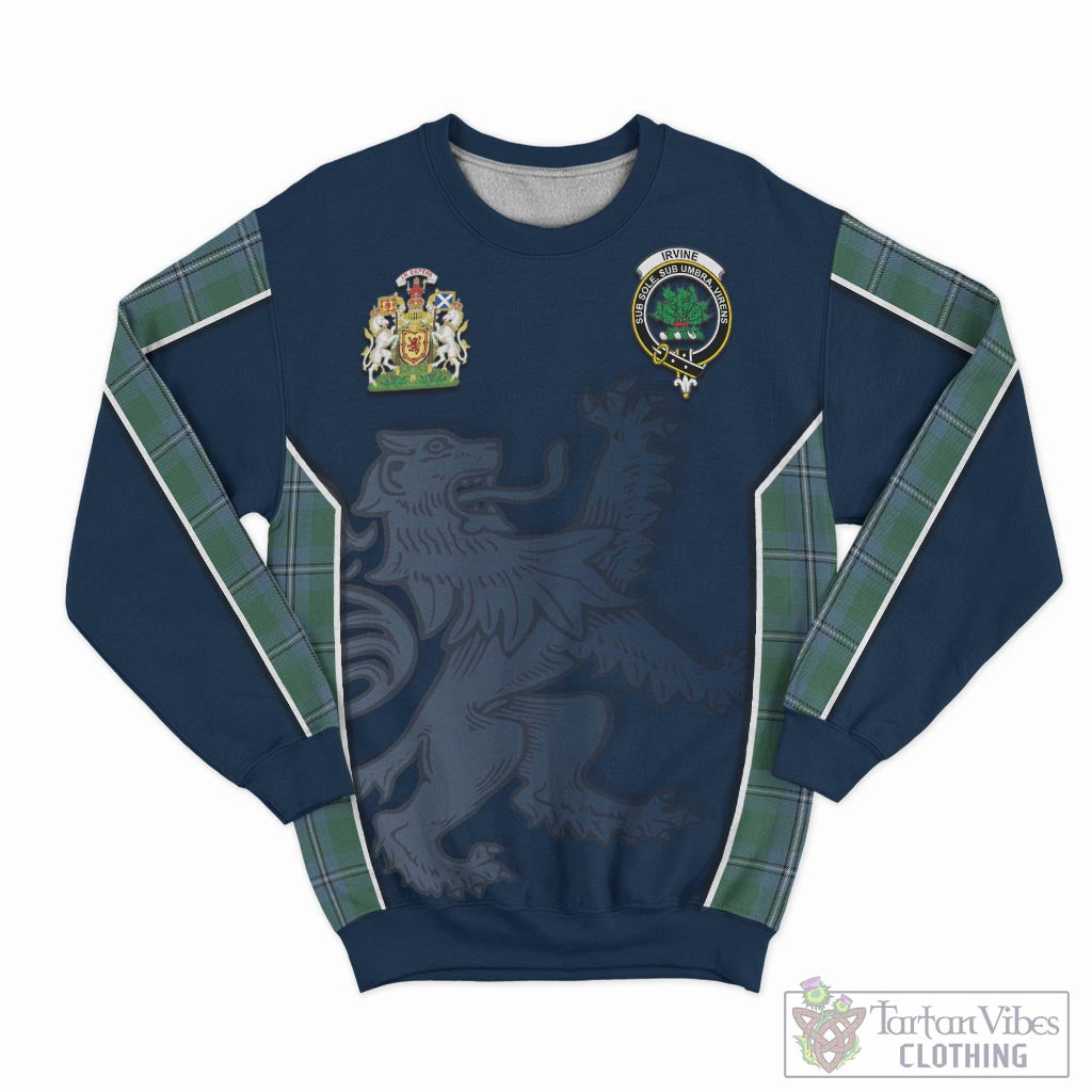 Tartan Vibes Clothing Irvine of Drum Tartan Sweater with Family Crest and Lion Rampant Vibes Sport Style