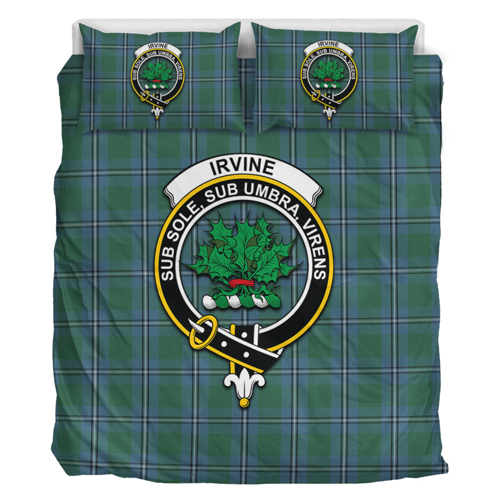 Irvine of Drum Tartan Bedding Set with Family Crest - Tartan Vibes Clothing