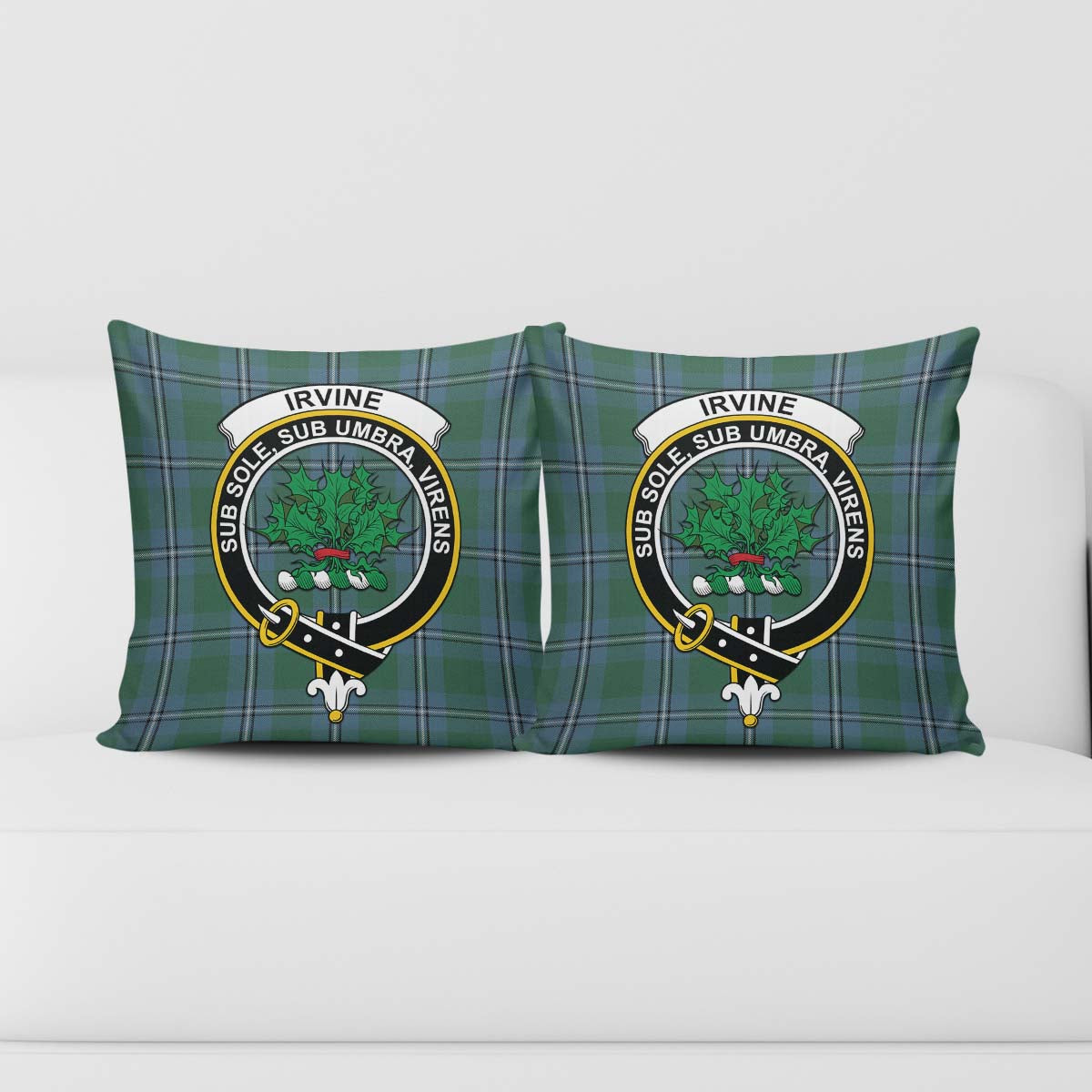 Irvine of Drum Tartan Pillow Cover with Family Crest - Tartanvibesclothing