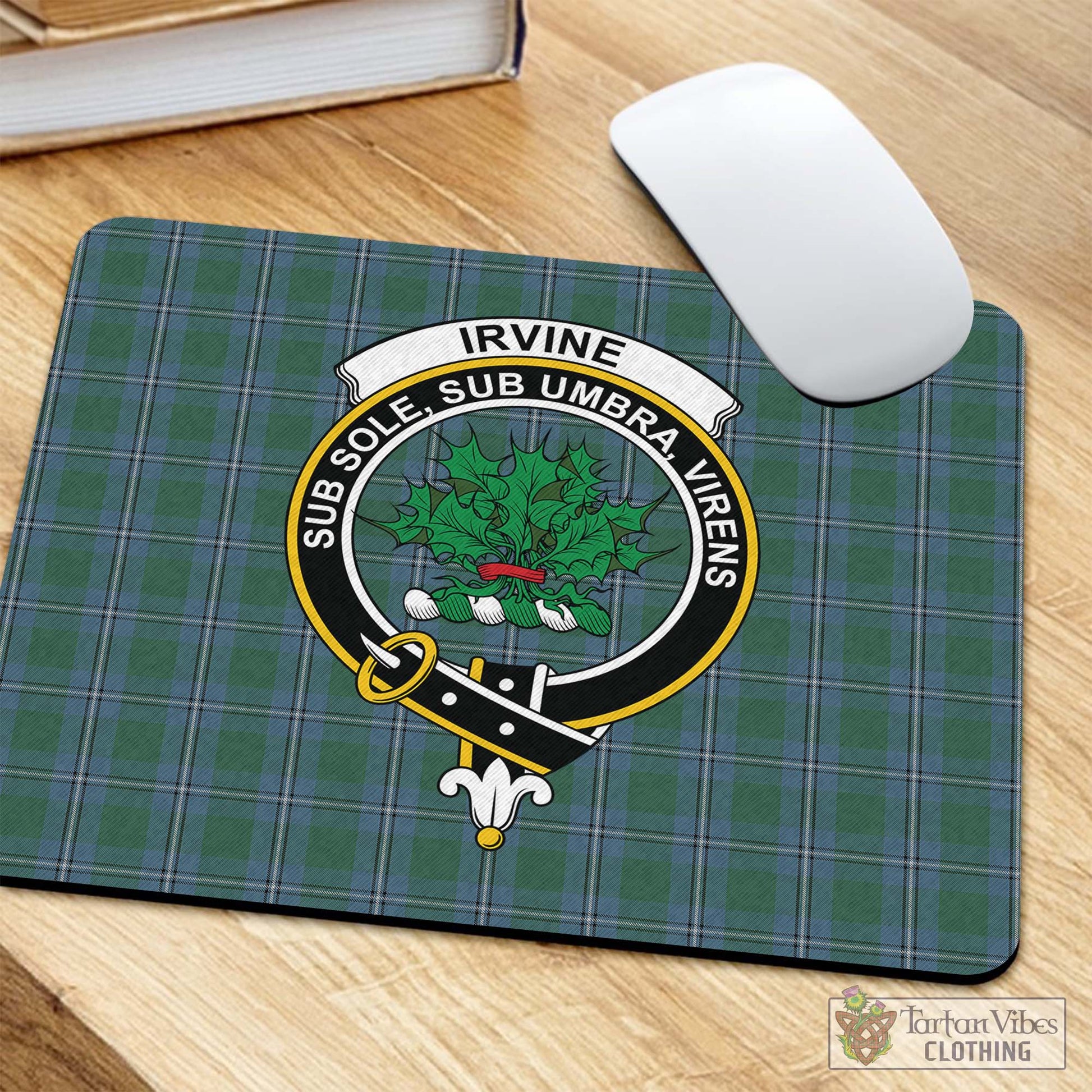 Tartan Vibes Clothing Irvine of Drum Tartan Mouse Pad with Family Crest