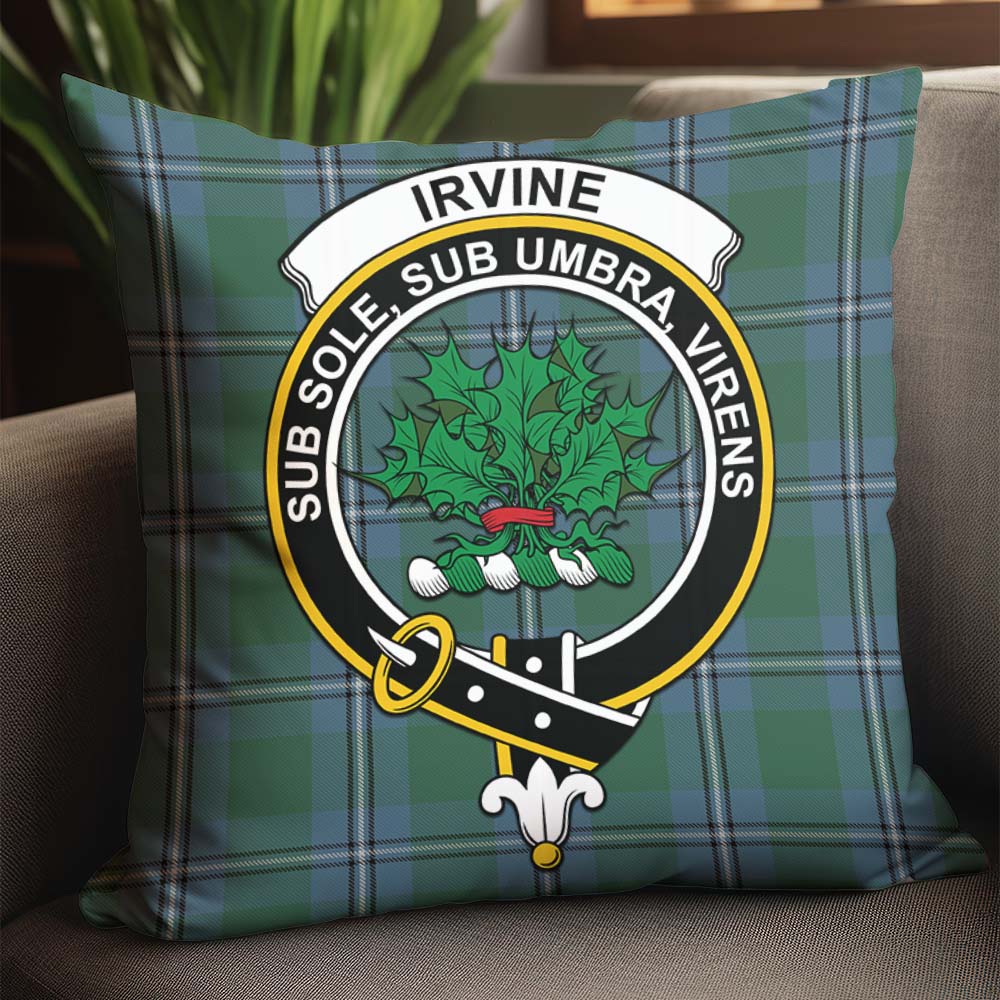 Irvine of Drum Tartan Pillow Cover with Family Crest - Tartanvibesclothing