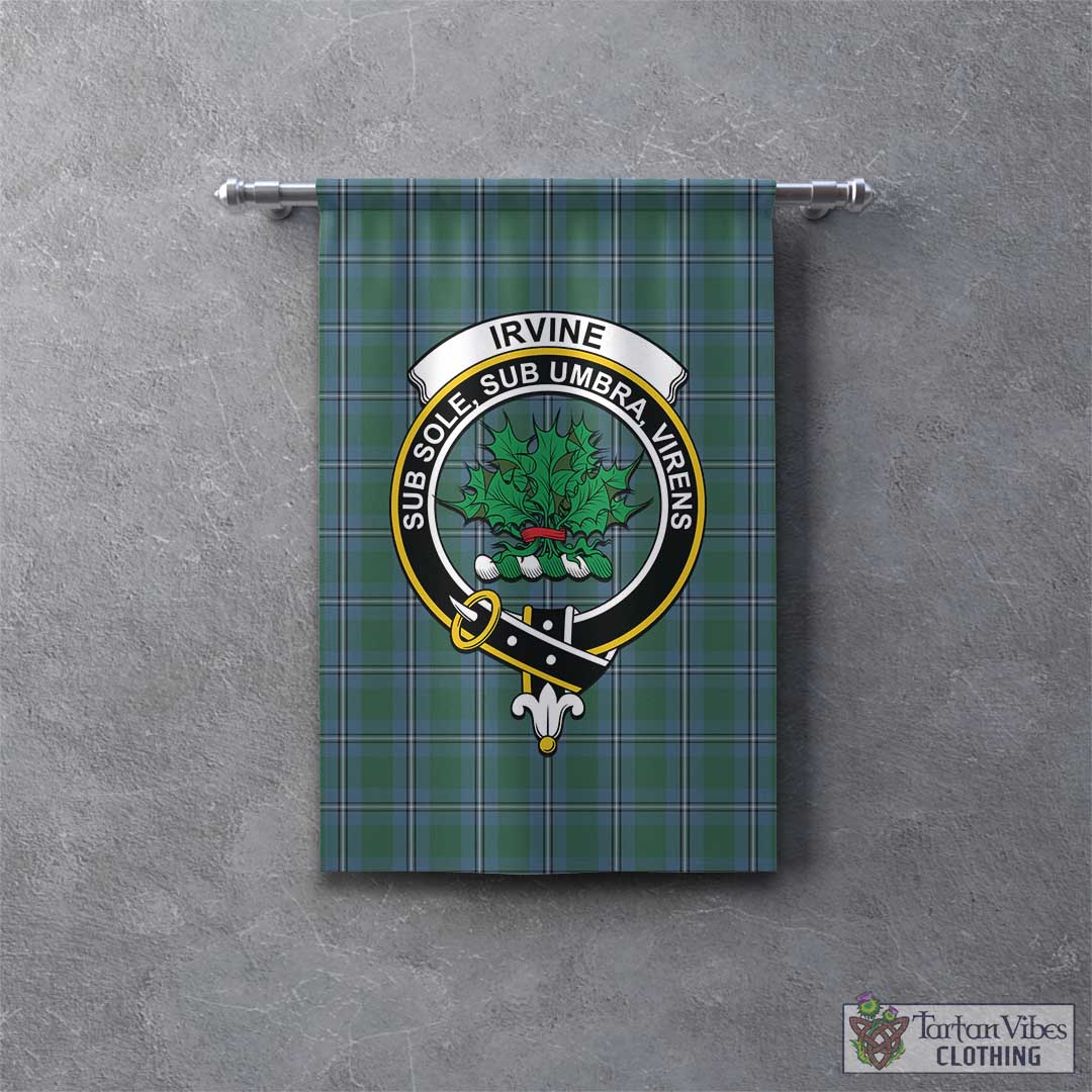 Irvine of Drum Tartan Gonfalon, Tartan Banner with Family Crest