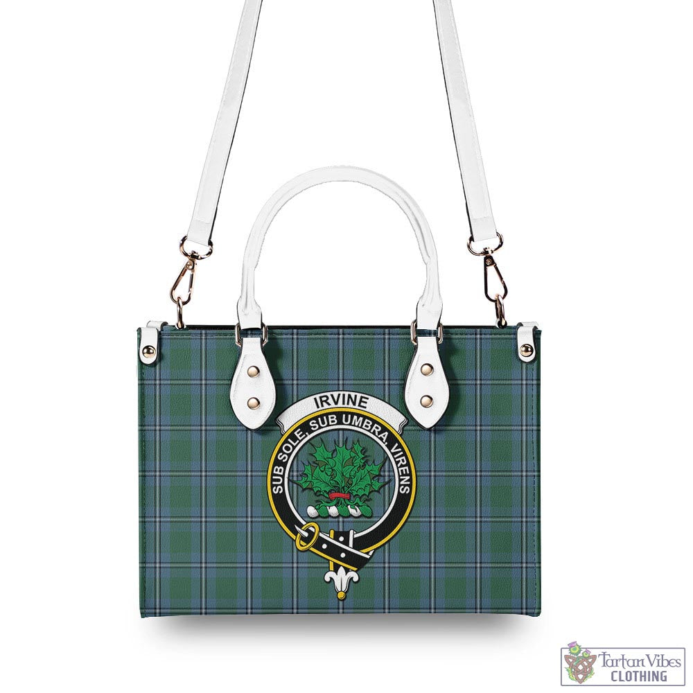 Tartan Vibes Clothing Irvine of Drum Tartan Luxury Leather Handbags with Family Crest