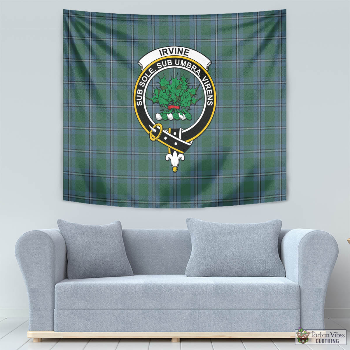 Tartan Vibes Clothing Irvine of Drum Tartan Tapestry Wall Hanging and Home Decor for Room with Family Crest