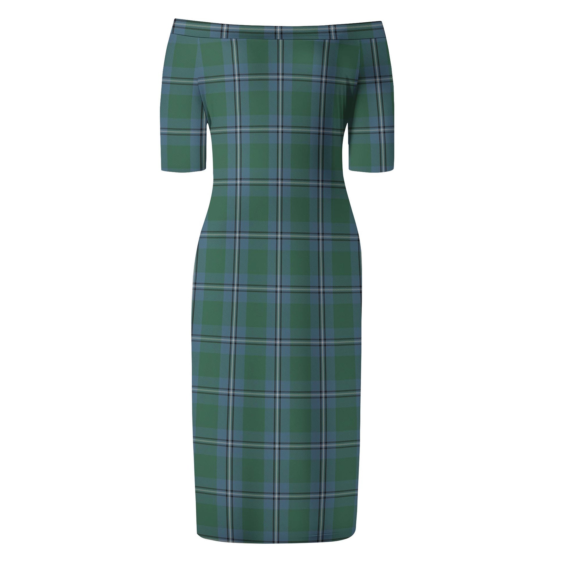 Irvine of Drum Tartan Off Shoulder Lady Dress - Tartanvibesclothing