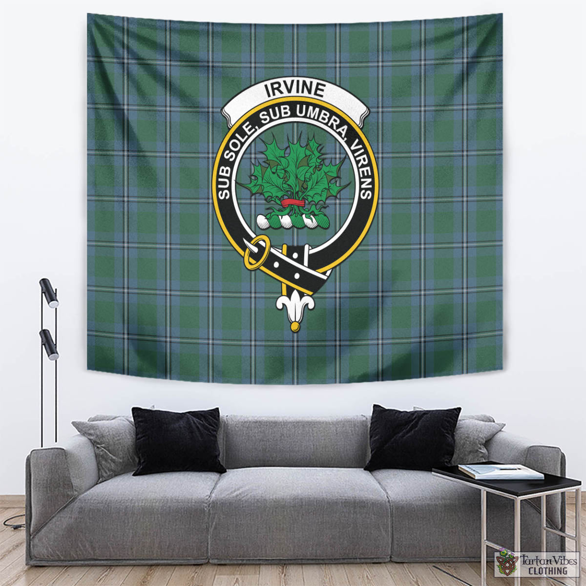 Tartan Vibes Clothing Irvine of Drum Tartan Tapestry Wall Hanging and Home Decor for Room with Family Crest