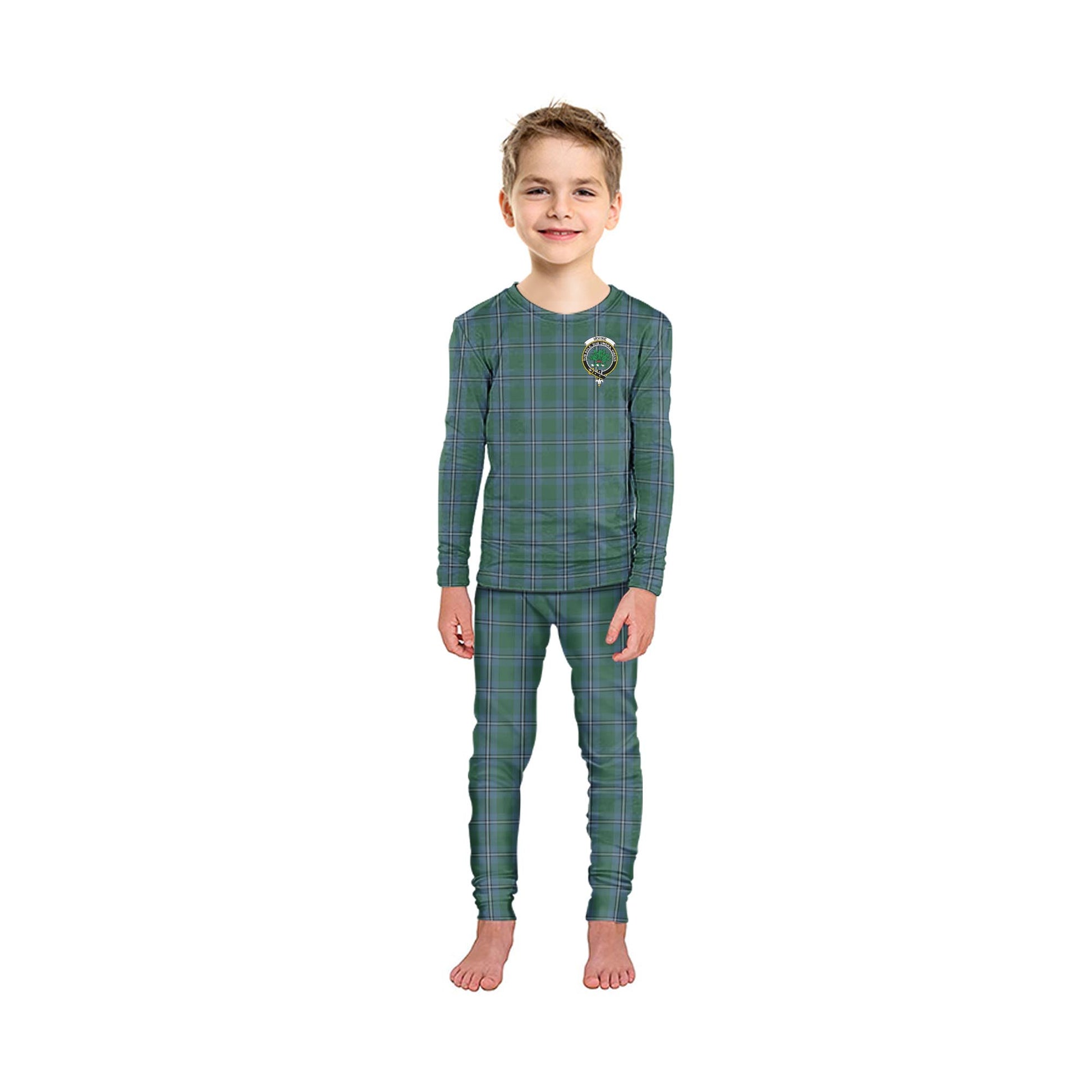 Irvine of Drum Tartan Pajamas Family Set with Family Crest - Tartan Vibes Clothing