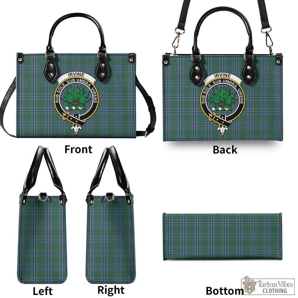 Tartan Vibes Clothing Irvine of Drum Tartan Luxury Leather Handbags with Family Crest