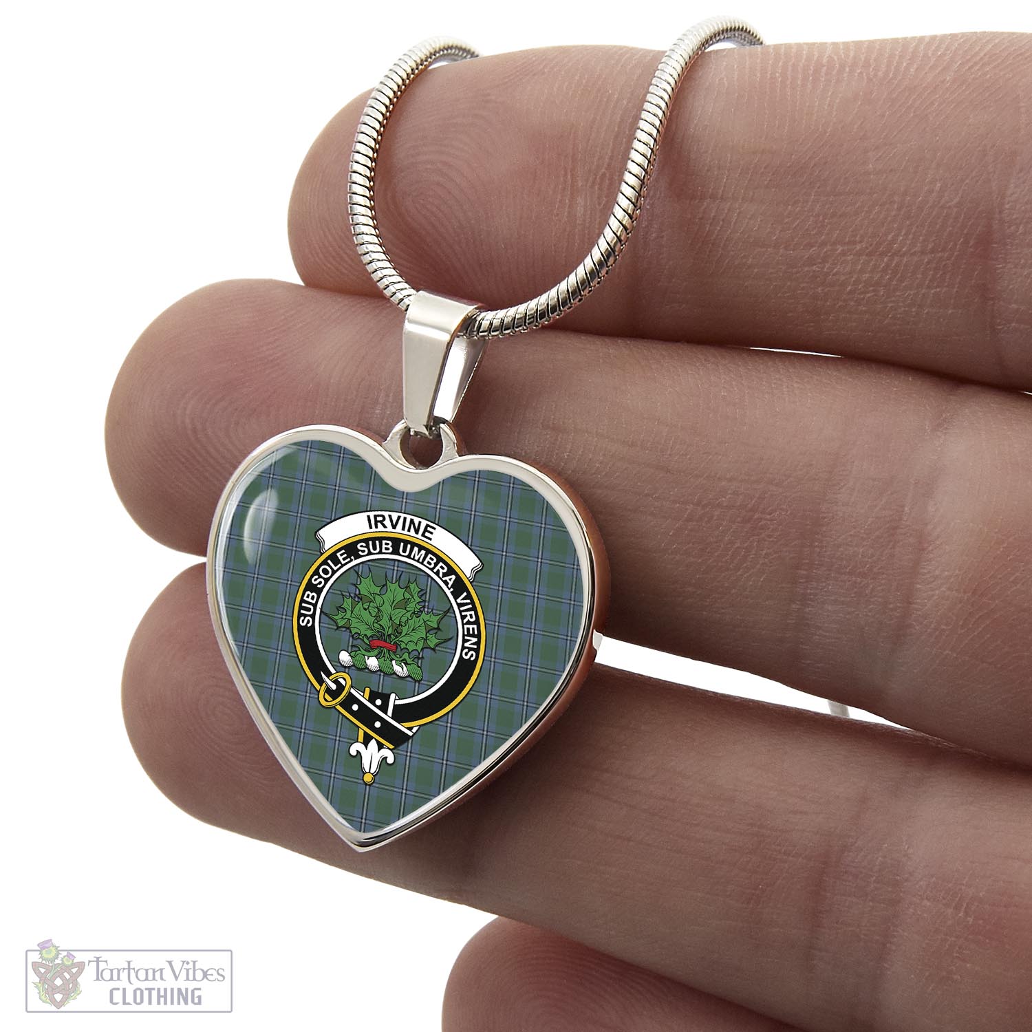 Tartan Vibes Clothing Irvine of Drum Tartan Heart Necklace with Family Crest