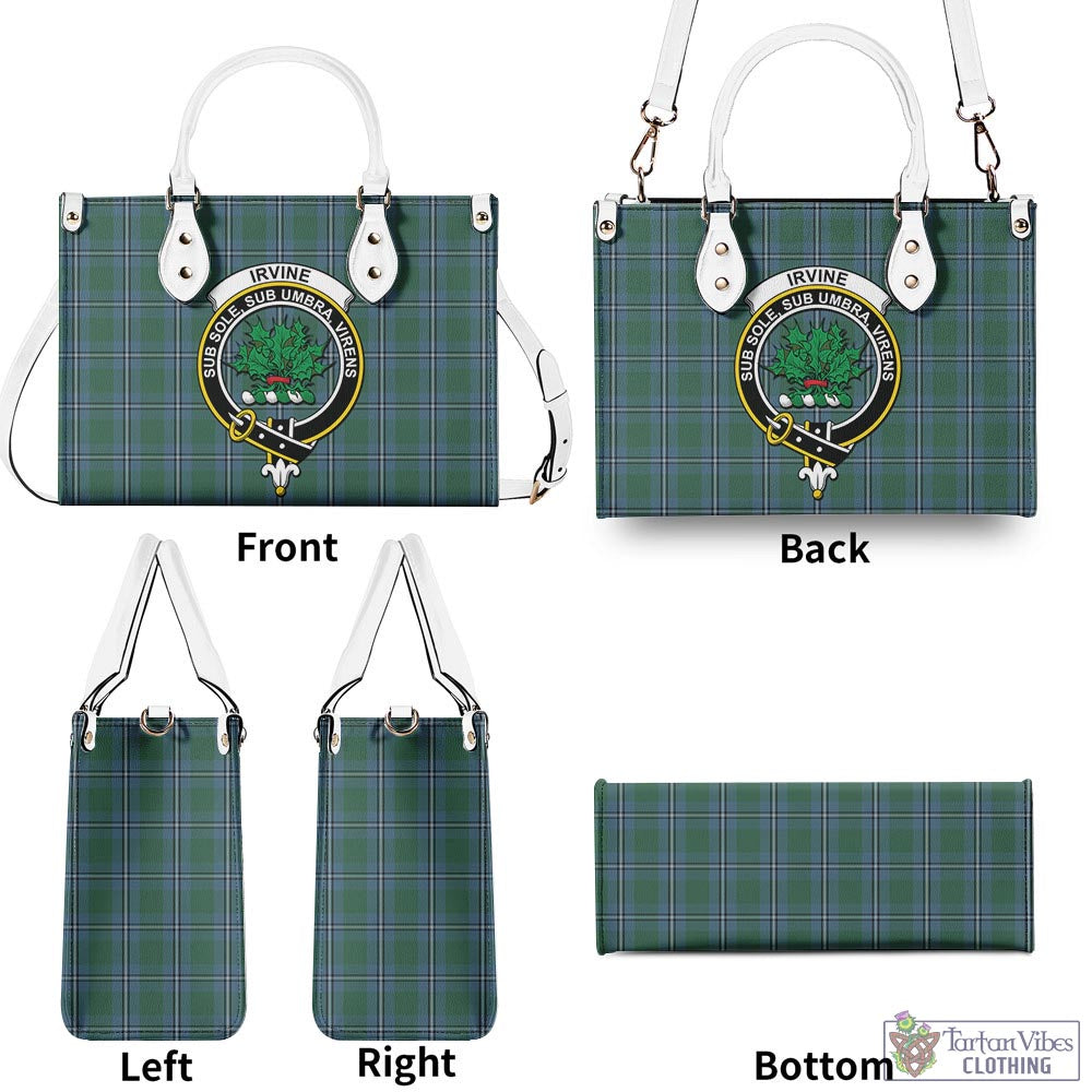 Tartan Vibes Clothing Irvine of Drum Tartan Luxury Leather Handbags with Family Crest