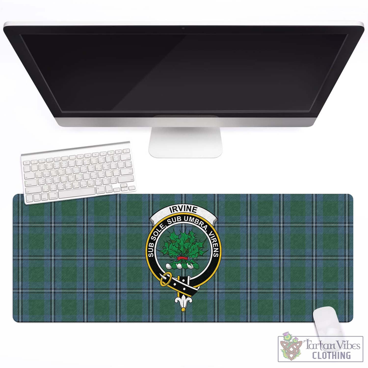 Tartan Vibes Clothing Irvine of Drum Tartan Mouse Pad with Family Crest